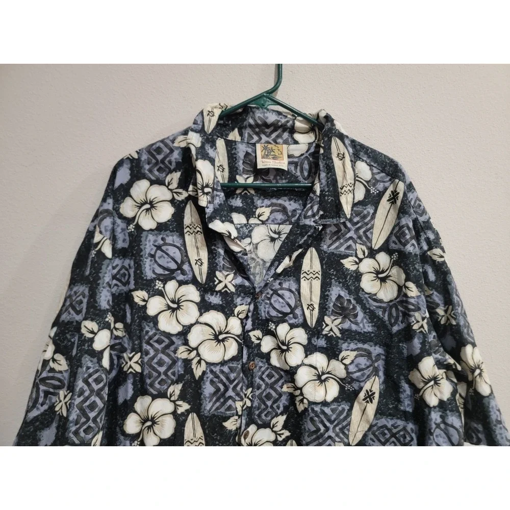 Winnie Fashion made in Hawaii mens‎ Blue button up casual shirt size 4XL